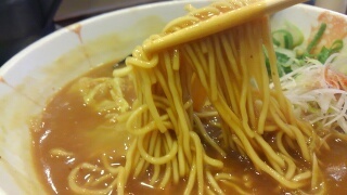 らーめん処 さんさん 肉みそカレーらーめん 麺